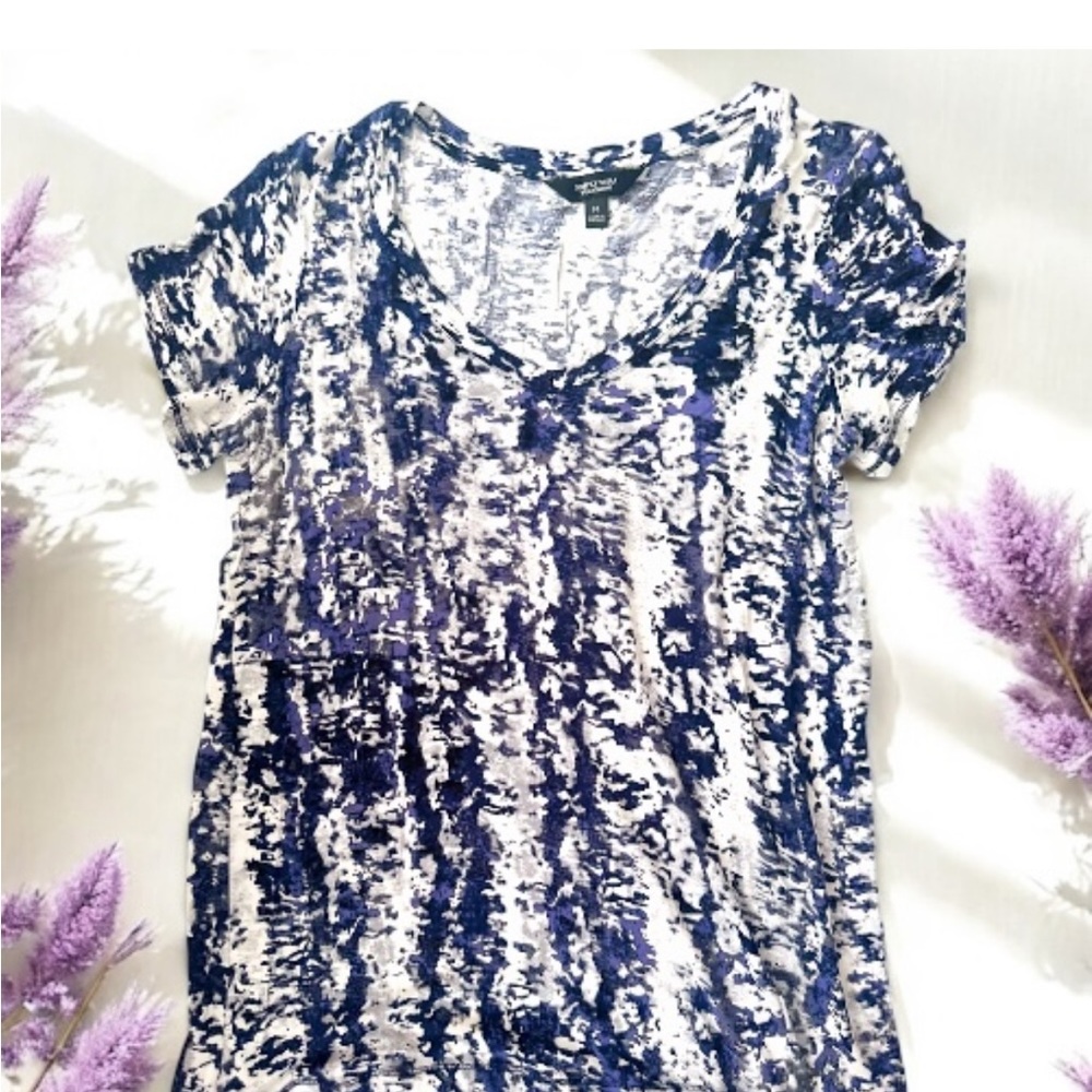 Simply Vera Vera Wang Blue and White Short Sleeve Top